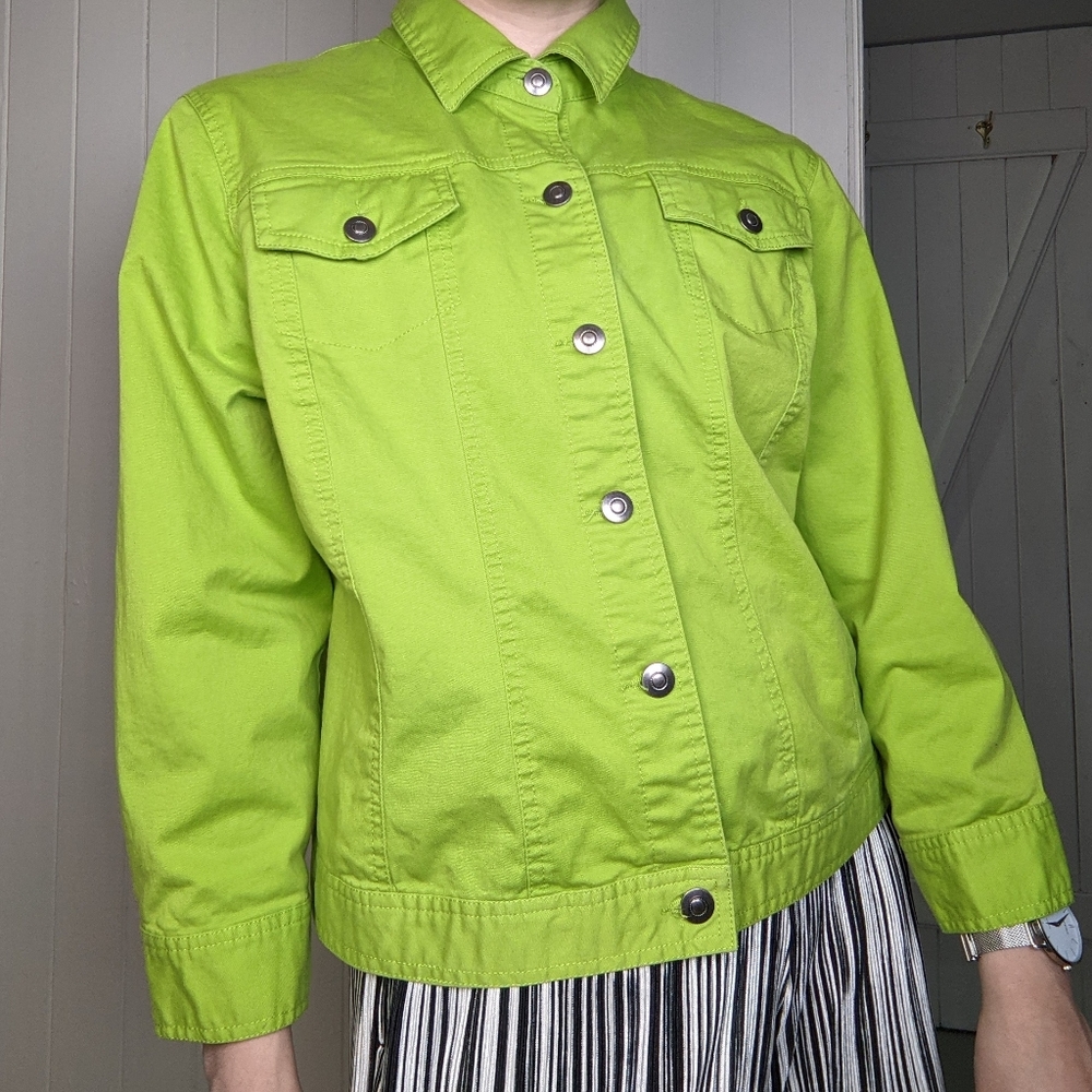 Lime Green Jean Button Jacket